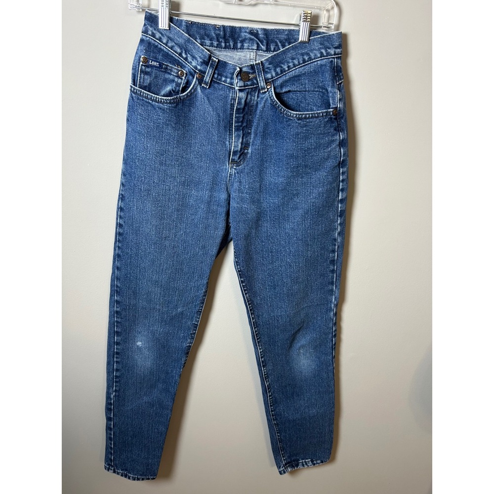 Vintage Lee High Waisted Mom Jeans Medium Wash Tapered Leg‎ Made in USA 8L